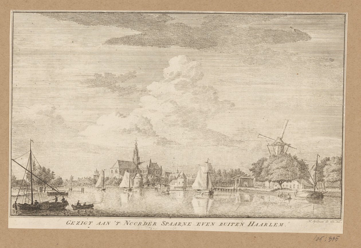 Utsikt över norra Spaarne nära Haarlem Utsikt över 