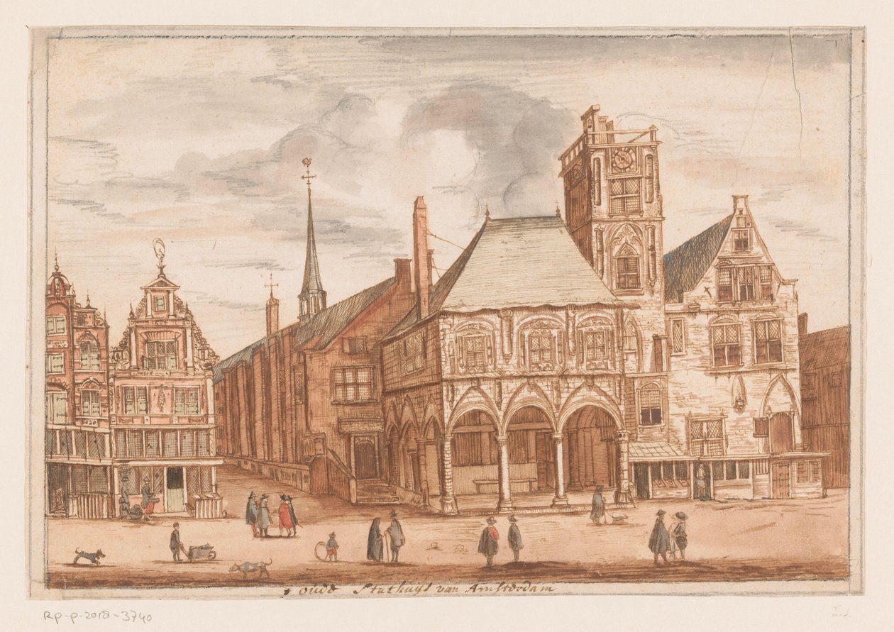 Utsikt över det gamla rådhuset i Amsterdam Old Stadhuys of Amsterdam (titel på objekt) av Anonymous