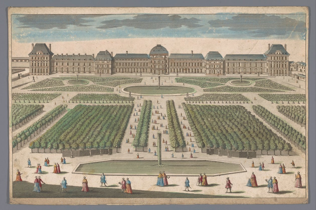 Utsikt över Palais des Tuileries i Paris sett från Jardin des Tuileries av Anonymous