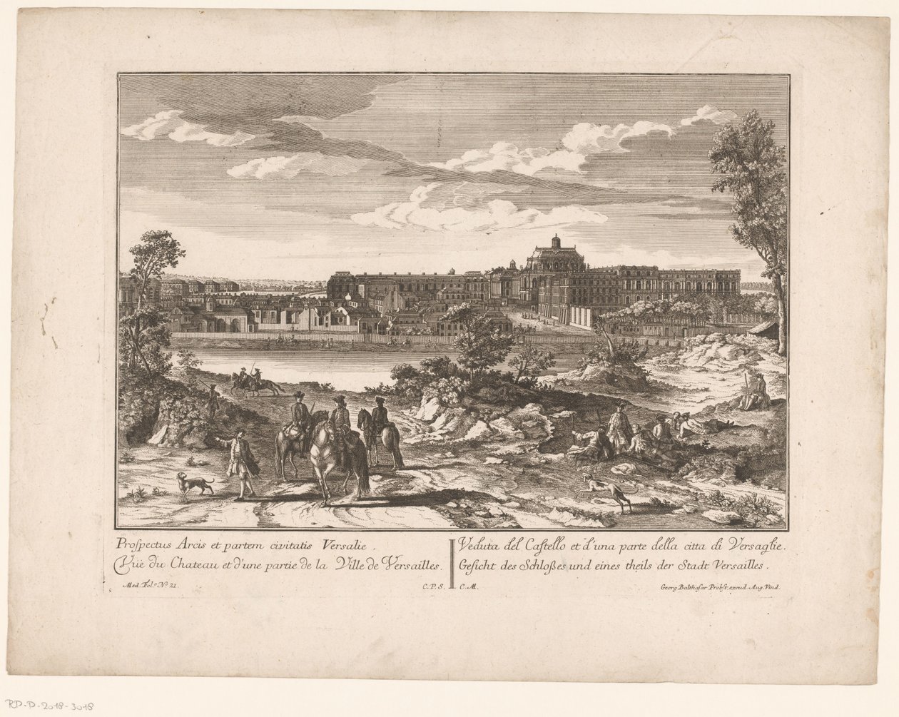 Utsikt över slottet i Versailles och en del av staden Prospectus Arcis et partem civitatis Versailles / Utsikt över slottet och en del av staden Versailles / Utsikt över slottet och en del av staden Versailles / Utsikt över slottet och av Anonymous