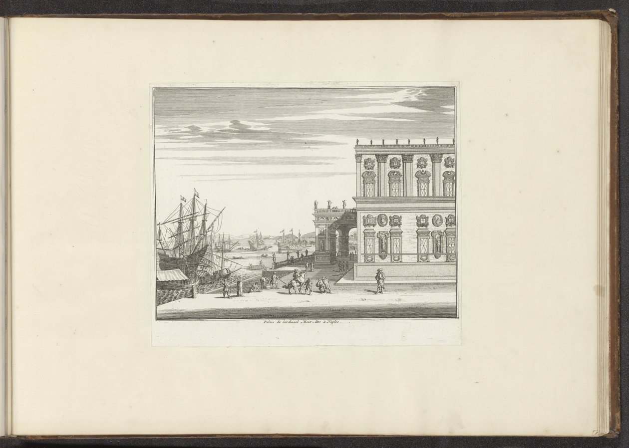 Utsikt över Palace of Cardinal Montalto i Neapel Palais du Cardinael Mont Alto i Neapel (titel på objekt) Palats och monument i Venedig, Livorno, Neapel och Rom (serietitel) av Anonymous