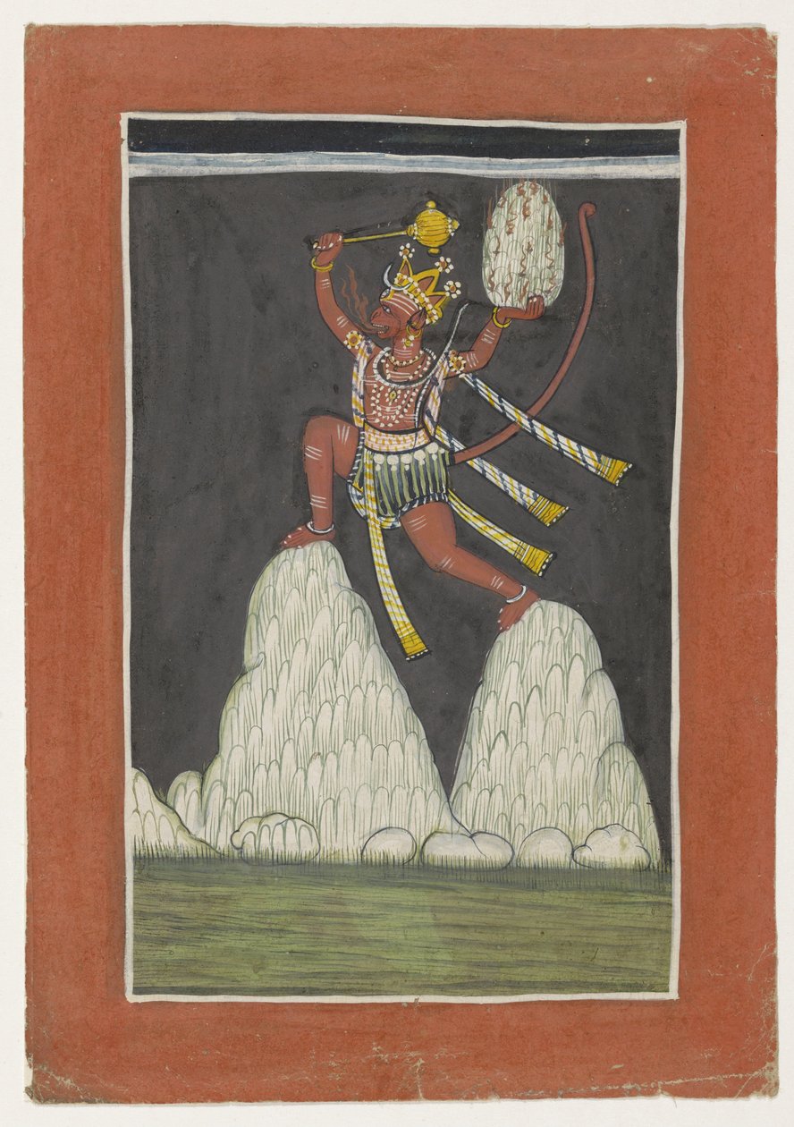 Hanuman hoppar på bergstoppar av Anonymous