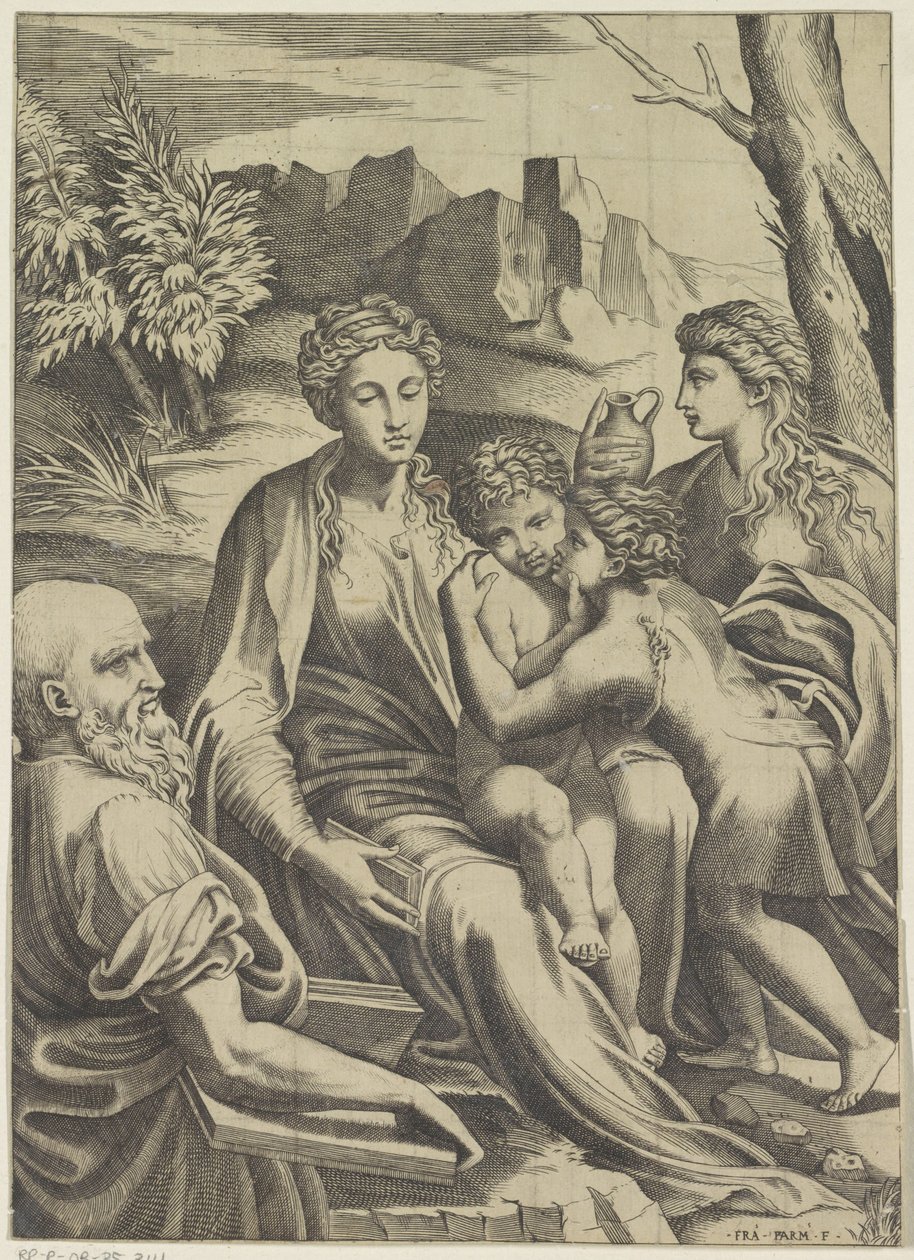 Helig familj med den unga Johannes Döparen och Maria Magdalena av Anonymous