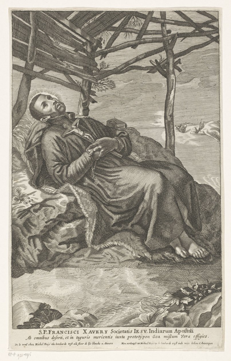 Saint Francis Xavier på sin dödsbädd av Anonymous
