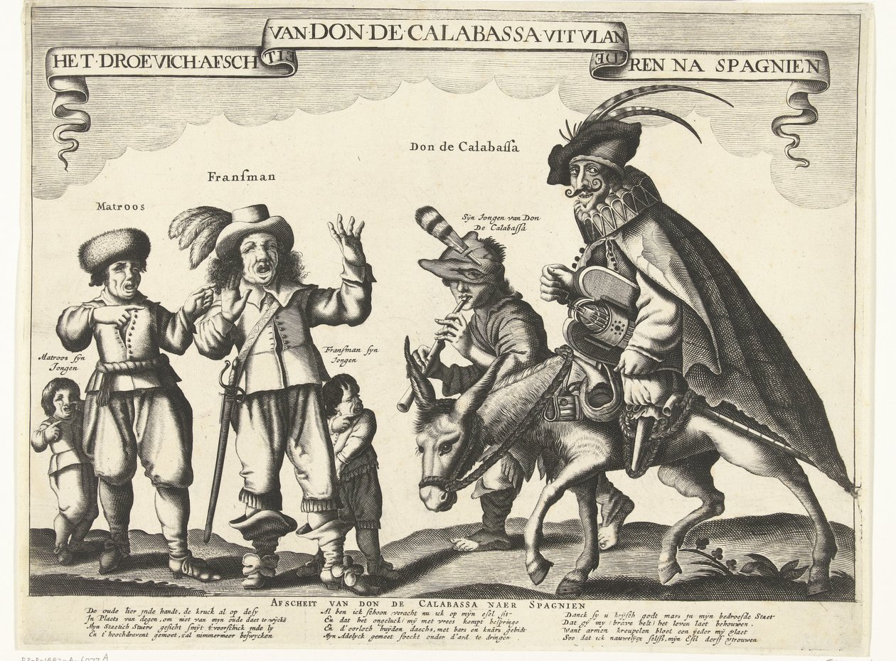 Det sorgliga farväl av Don de Calabassa från Flandern och återkomst till Spanien, 1646 Droevich-farväl till Don de Calabassa från Flandern efter Spagnien (titel på objekt) av Anonymous