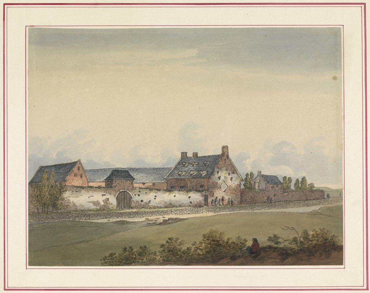 Gård La Haye-Sainte i Mont-Saint-Jean Sju plattor av Waterloo och dess omgivningar (serietitel) av Anonymous