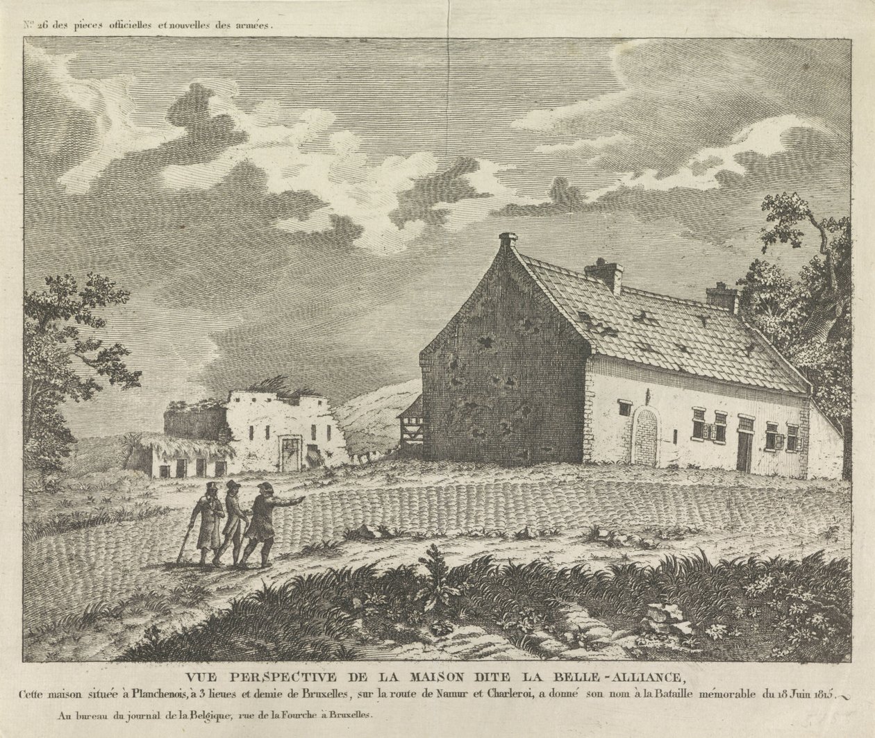 Huis La Belle Alliance Perspektivvy av huset som heter La Belle-Alliance, Detta hus ligger i Planchenois (...) (titel på objektet) av Anonymous