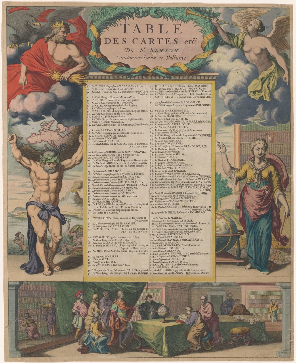 Inhoudsopgave van de Atlas Ny dörr Nicolas Sanson Kortbord mm. av Sr. Sanson Contained In This Volume (titel på objekt) av Anonymous