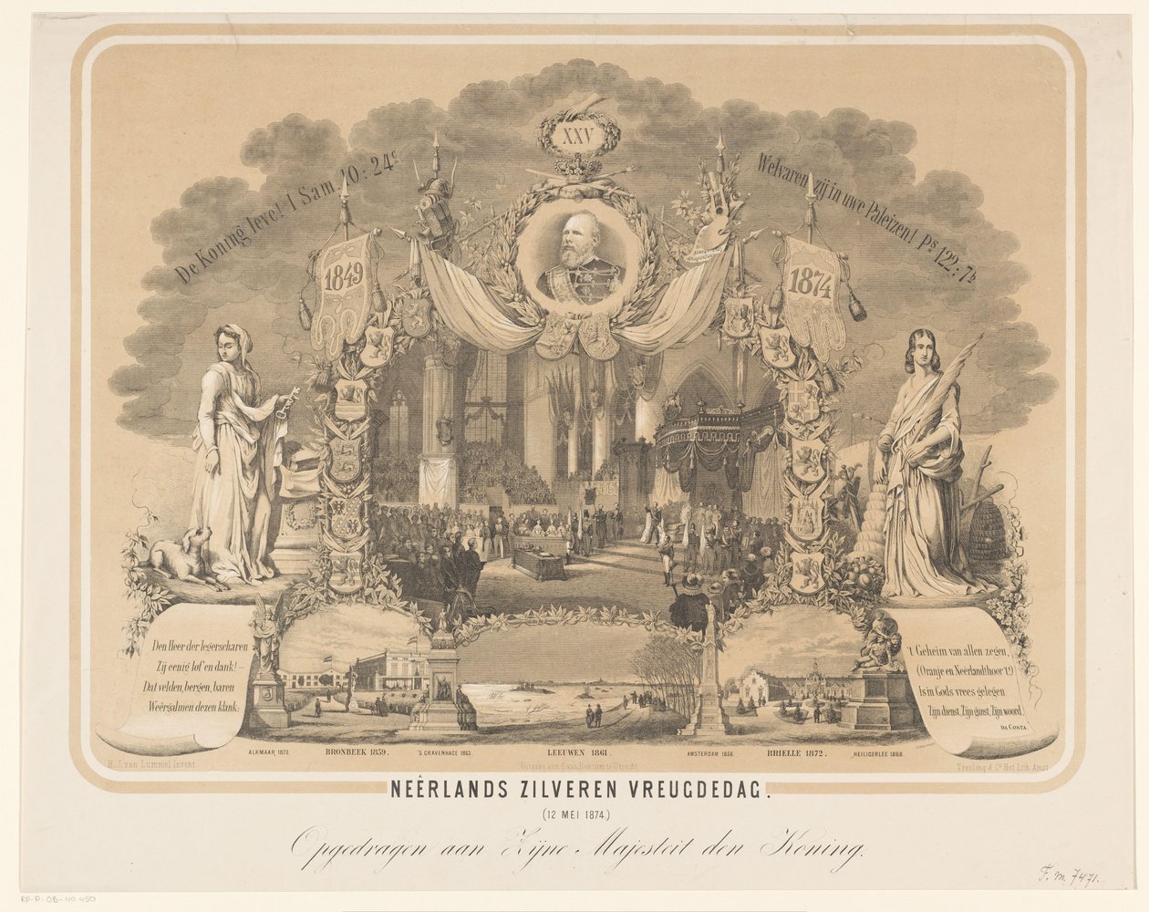 Invigning av Vilhelm III som kung av Nederländerna Holländska Silverdag av glädje. (12 maj 1874.) (titel på objekt) av Anonymous