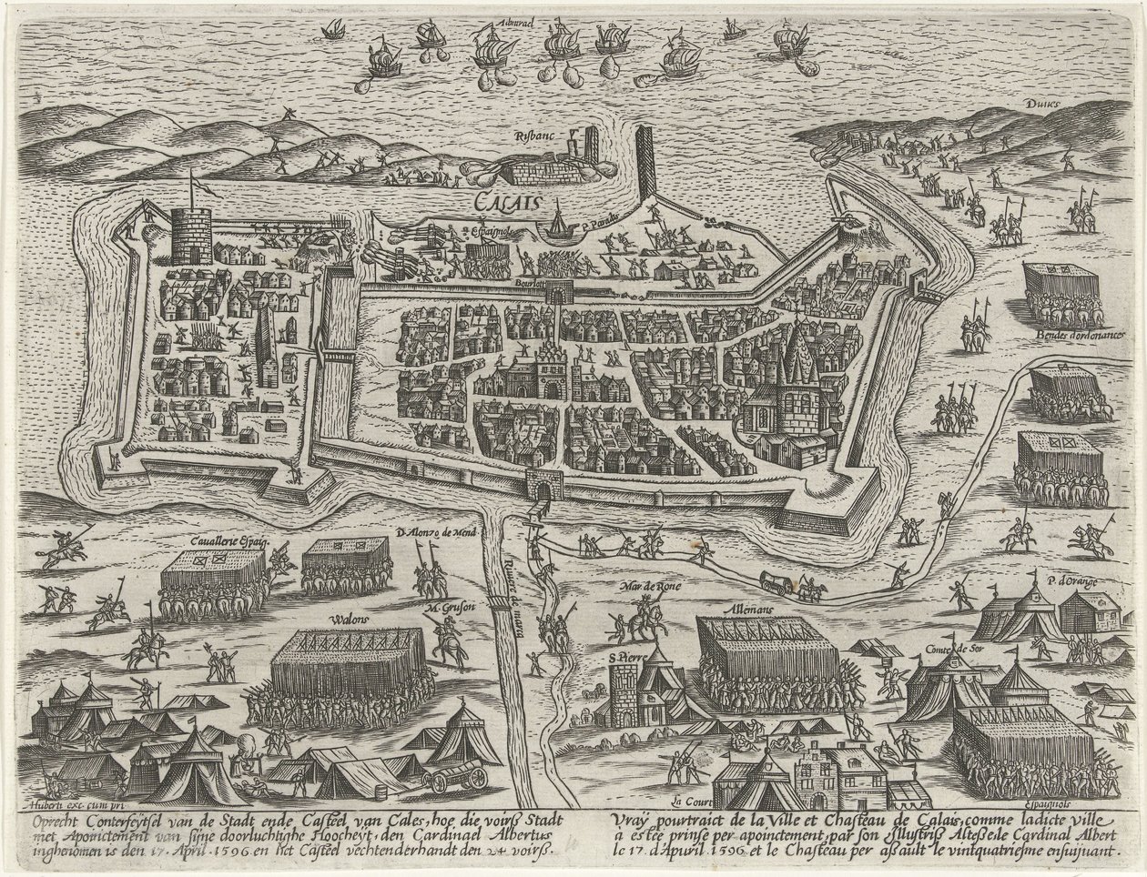 Infångande av Calais av ärkehertig Albrecht, 1596 av Anonymous