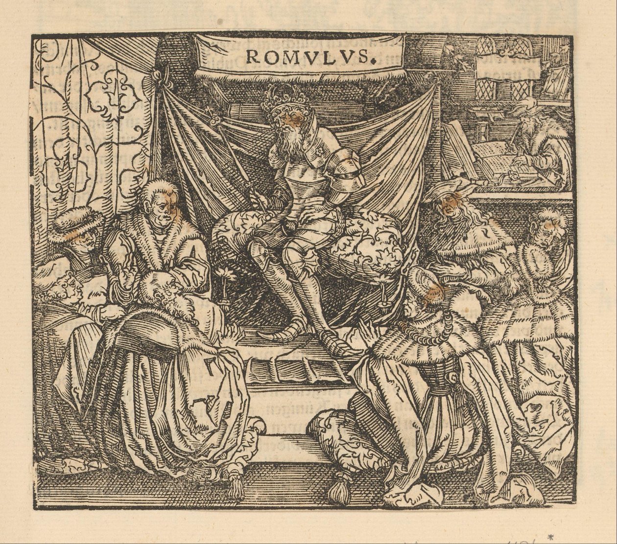 Julius Caesar i rådsmöte och Cicero skriver längst bak av Anonymous