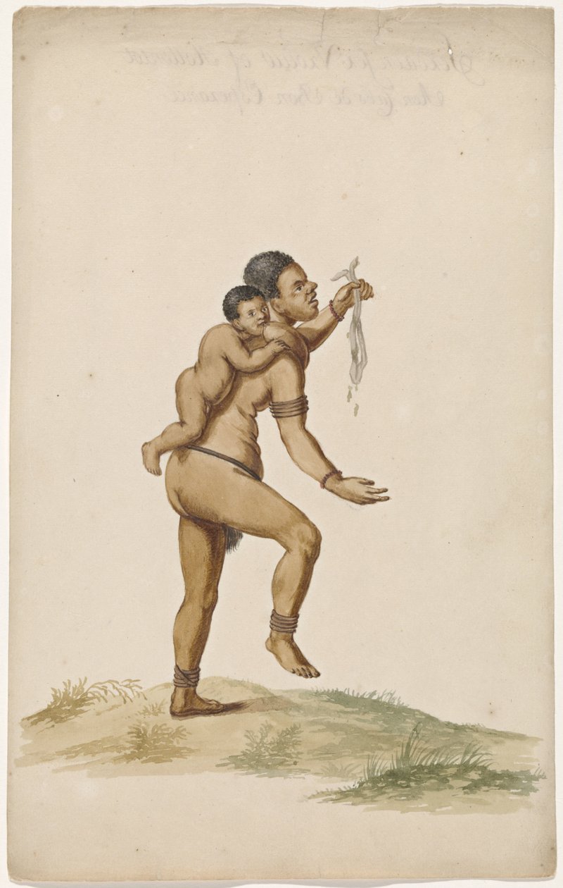 Khoikhoi kvinna med spädbarn av Anonymous
