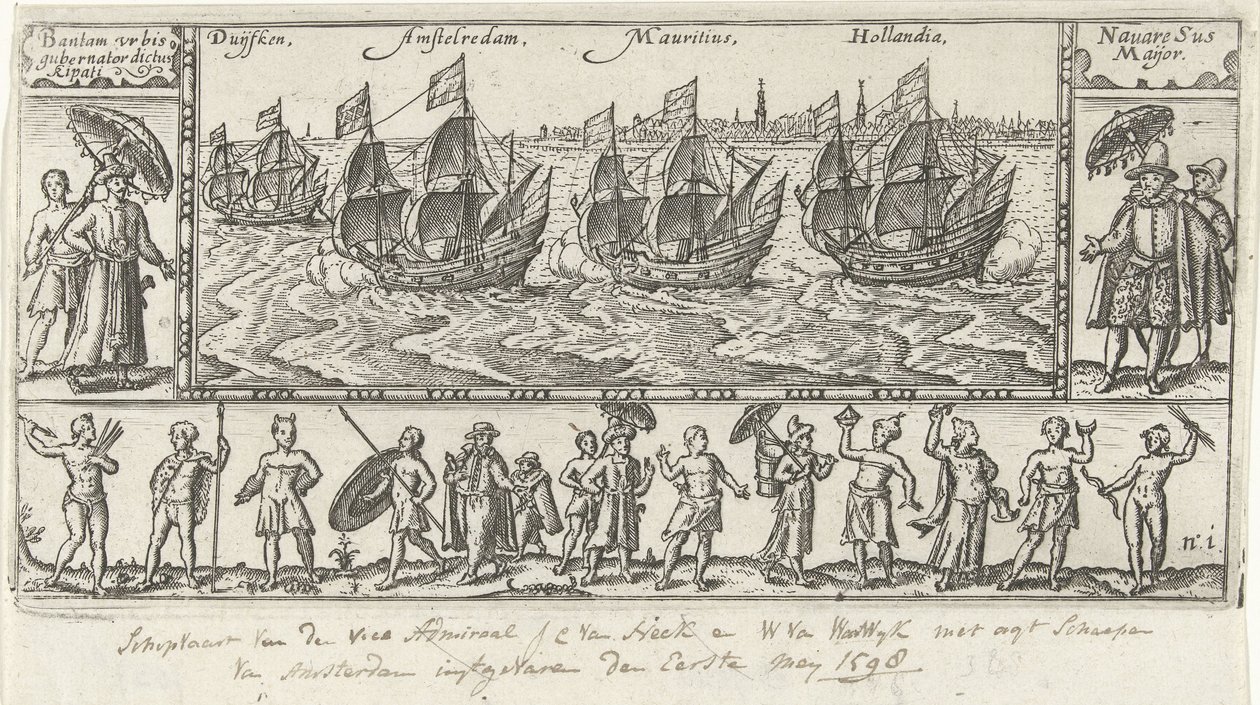 Kopia efter originaltiteltrycket för Houtmans Journael vande reyse der Hollandtsche ships ghedaen in Oostelijk,1598 av Anonymous