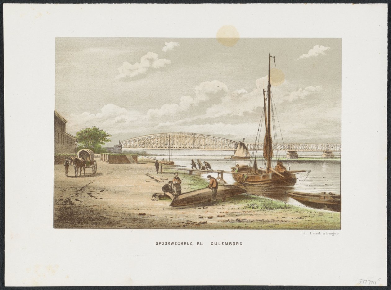 Kuilenburgs järnvägsbro nära Culemborg, 1868 Järnvägsbron vid Culemborg (titel på objekt) Main Railway Bridges i Nederländerna (serietitel) av Anonymous
