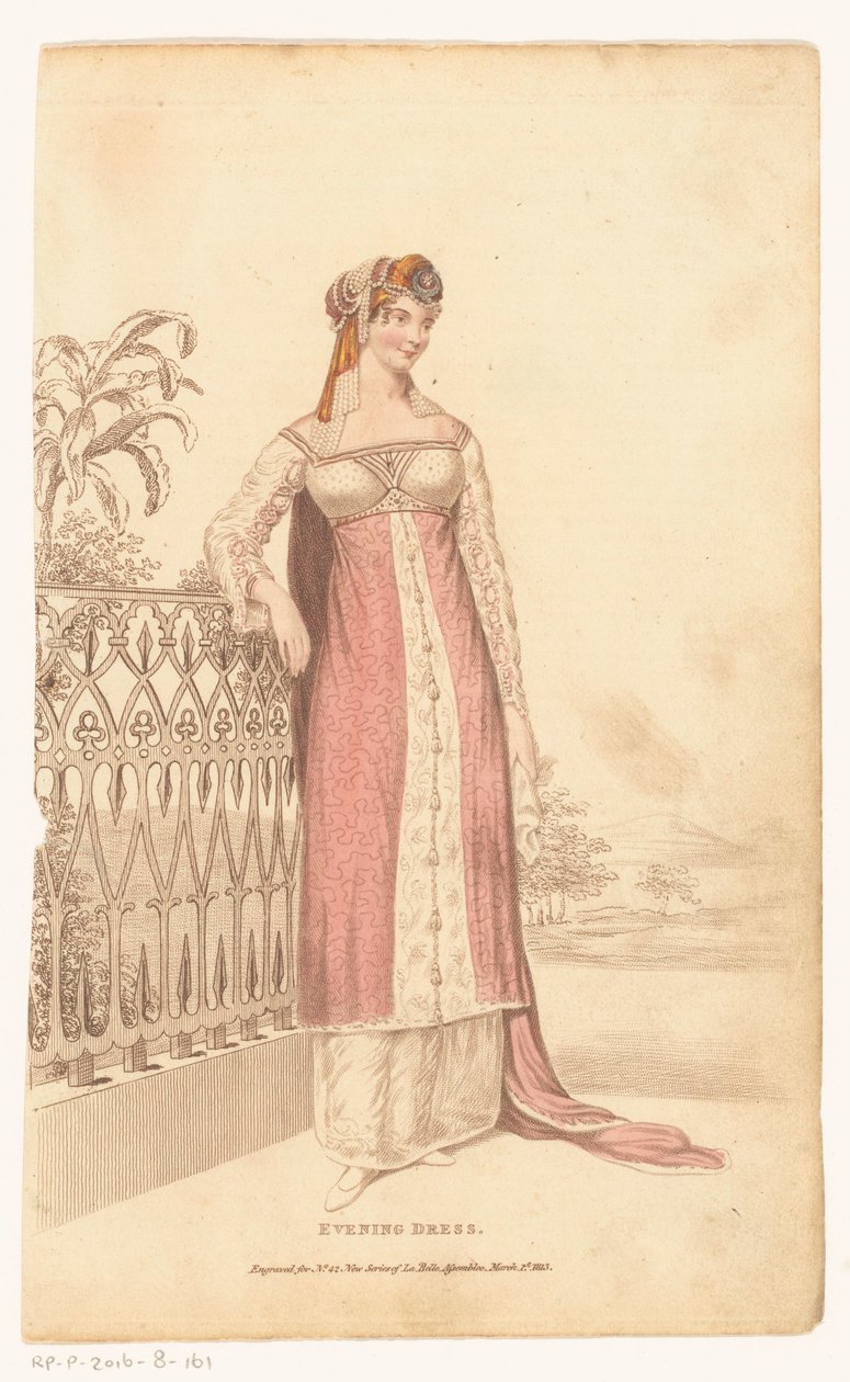 La Belle Assemblee, 1 mars 1813, nr 42 (ny serie): Aftonklänning av Anonymous