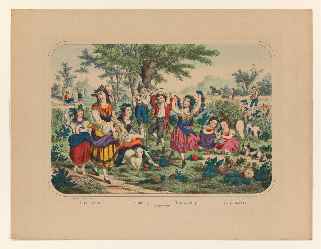 Landschap met figuren Le printemps / Der Frühling / Våren / Lo primavera / Lo primavera (titel på objekt) av Anonymous
