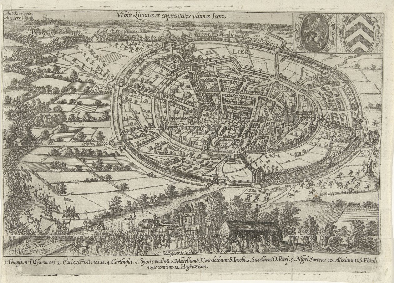 Lier tillfångatagen och övergiven av statens armé, 1595 Urbis Liranae et captivitatis ultimae-ikon (titel på objekt) av Anonymous