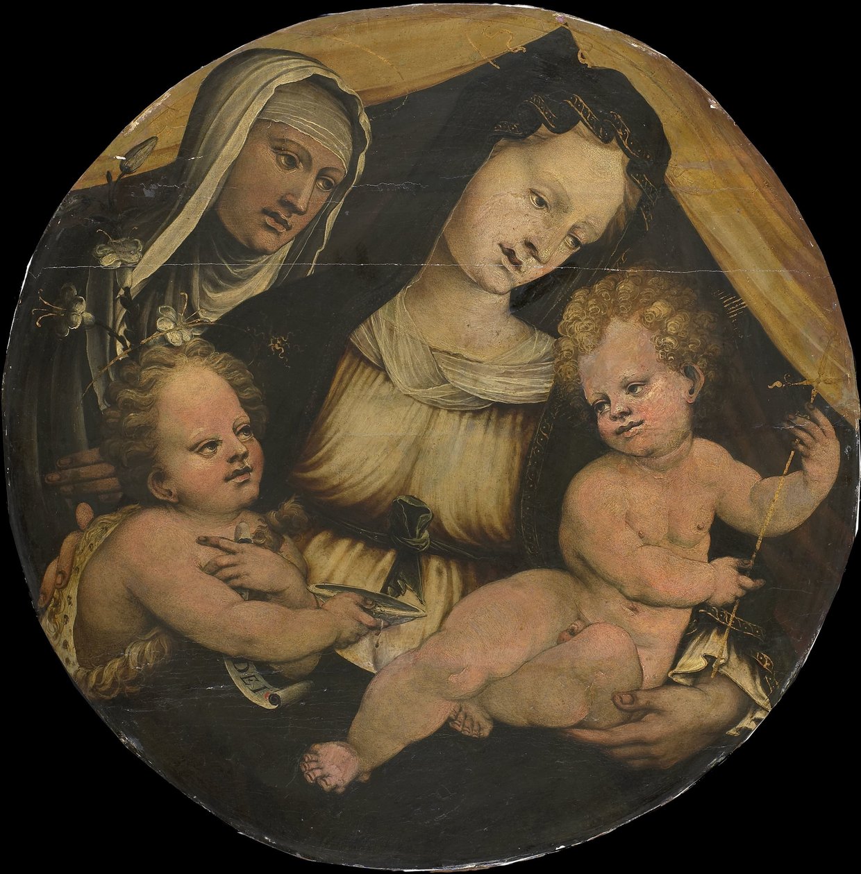 Madonna och barn med spädbarnet Johannes Döparen och St Clara av Anonymous