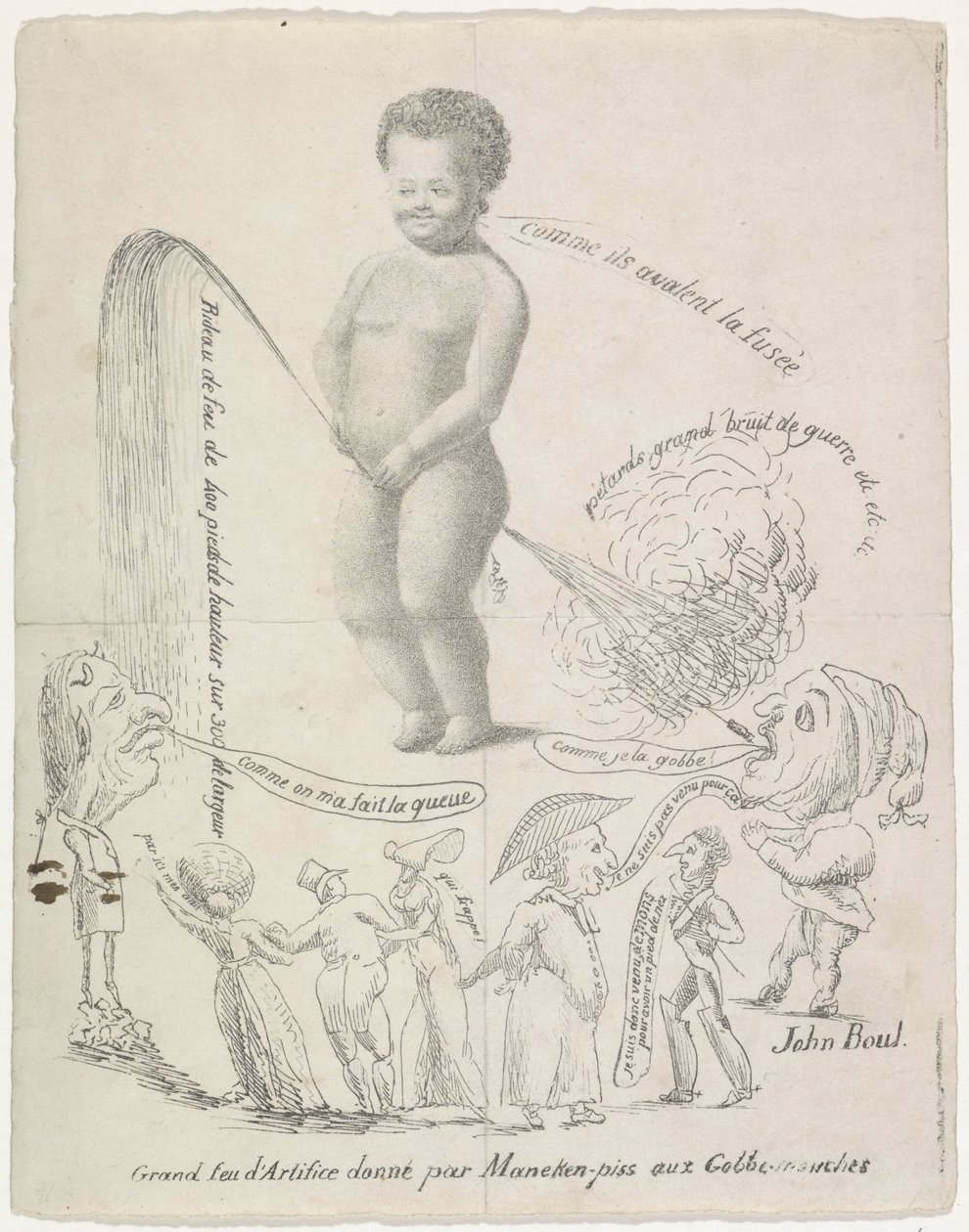 Manneken Pis tillhandahåller fyrverkerier, 1820 Grand feu d