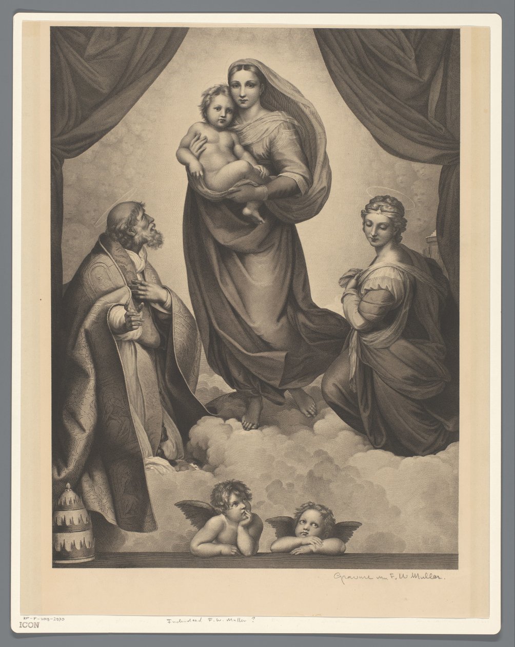 Mary och barn med H. Sixtus och H. Barbara Sixtinska Madonna av Anonymous