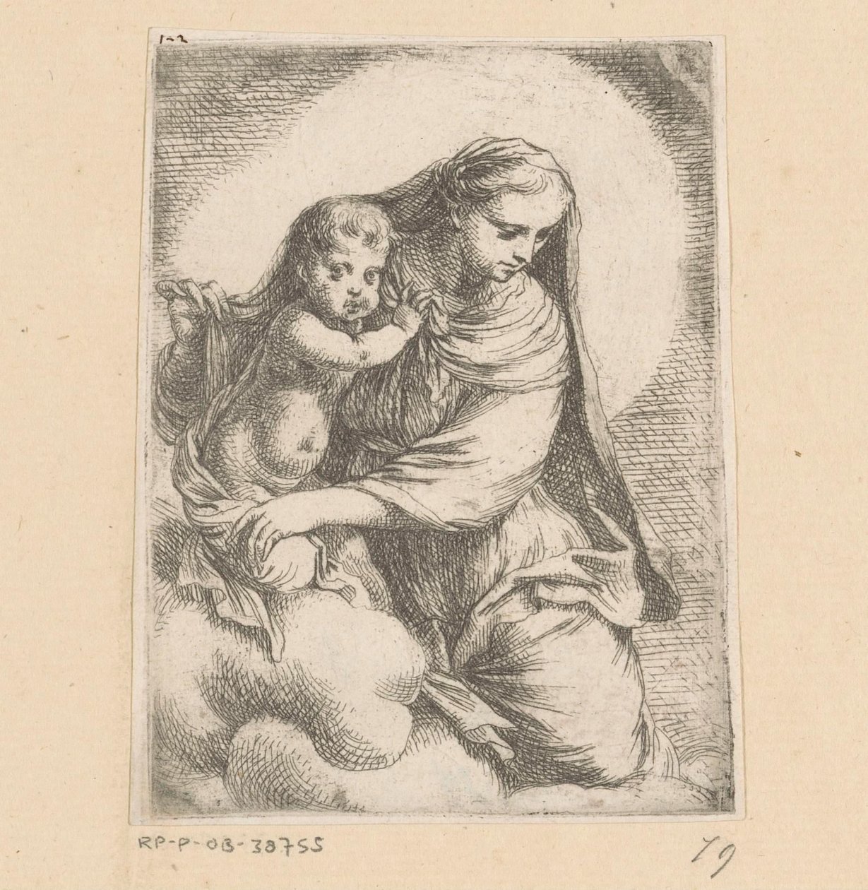 Mary med barnet i molnen av Anonymous