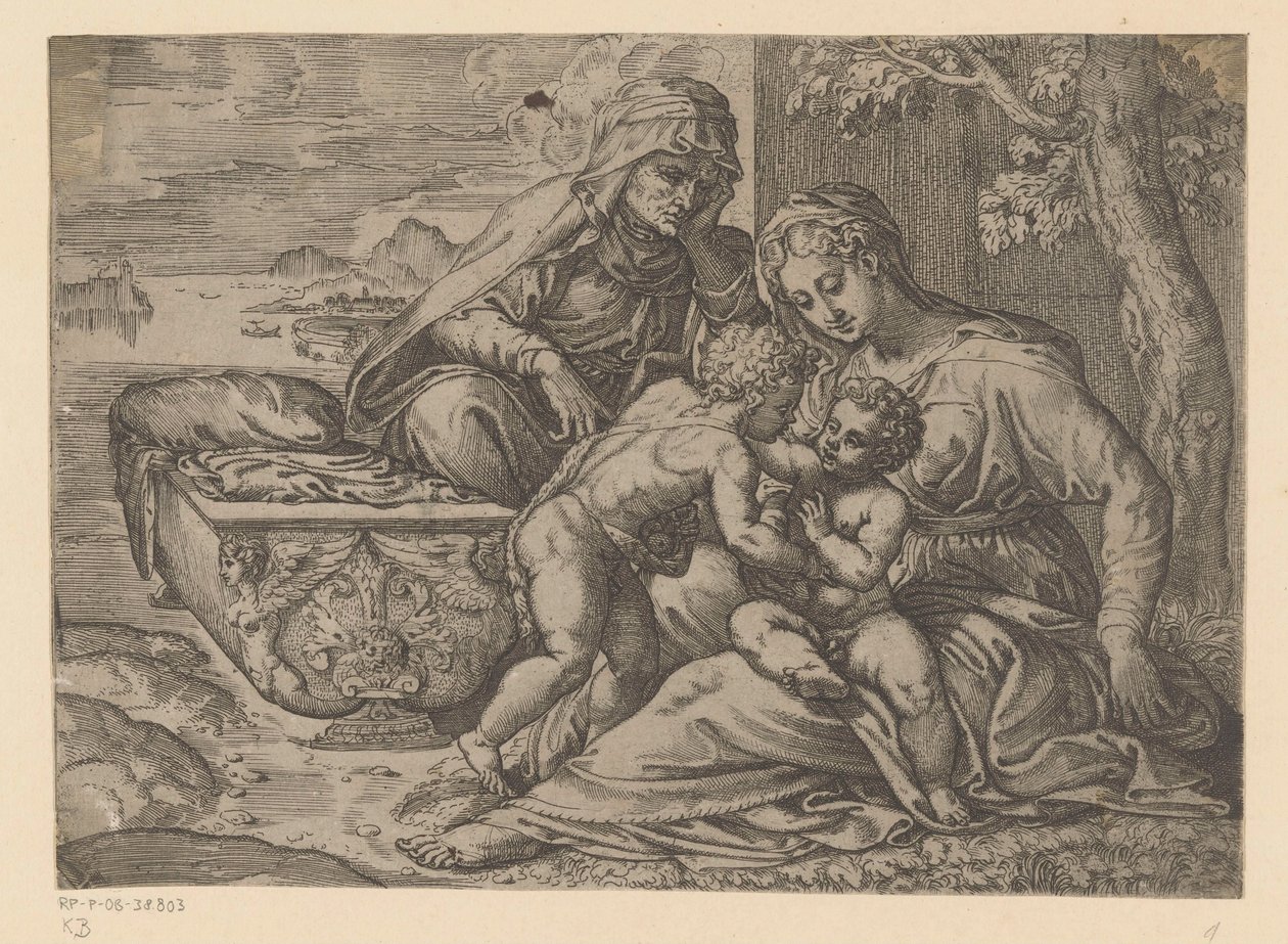 Maria med Kristusbarnet, Johannes Döparen och Elisabet av Anonymous