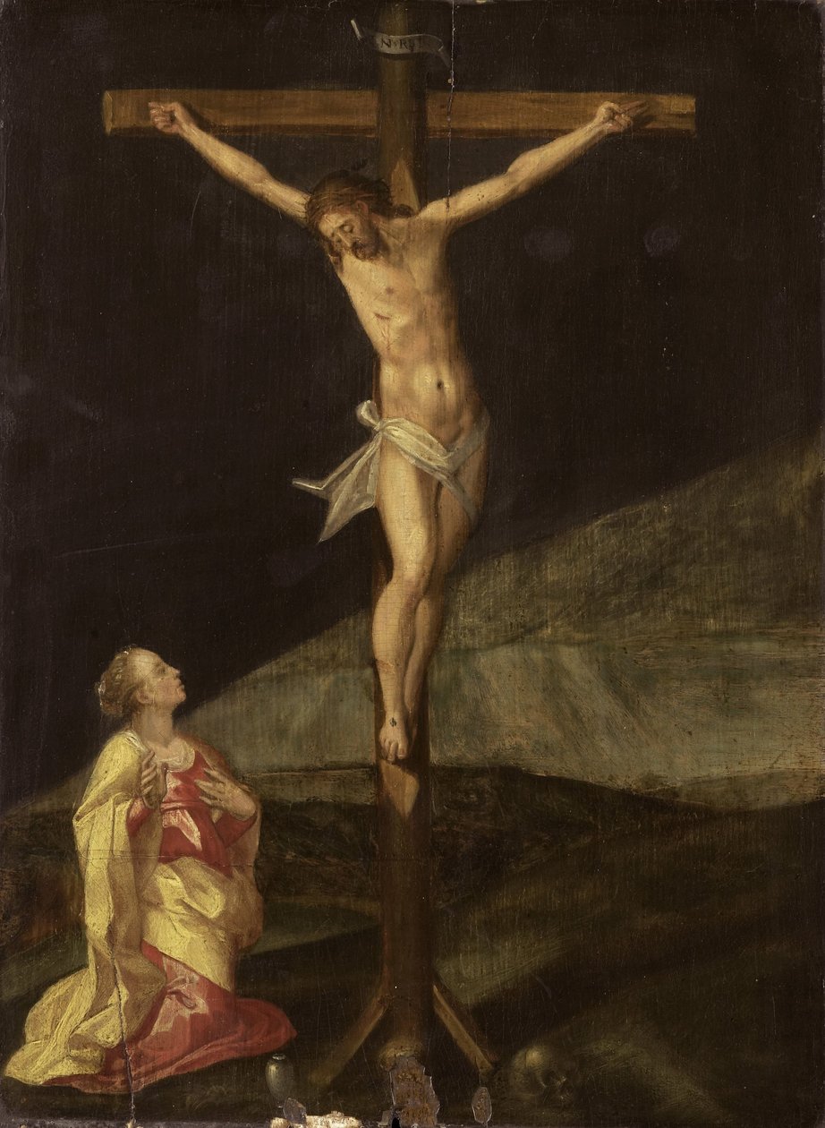 Maria Magdalena vid foten av korset av Anonymous
