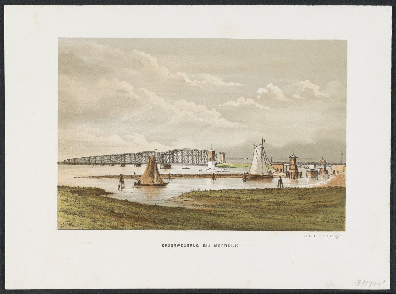 Moerdijk-bron, 1871 Järnvägsbron vid Moerdijk (titel på objekt) Main Railway Bridges i Nederländerna (serietitel) av Anonymous