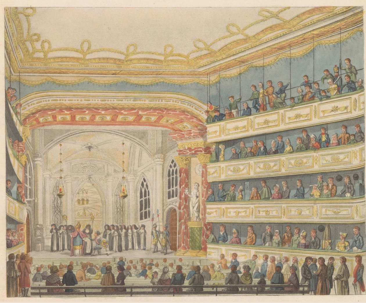 Föreställning av Gijsbrecht van Aemstel på teatern i Amsterdam, ca 1810-1813 Vue de l