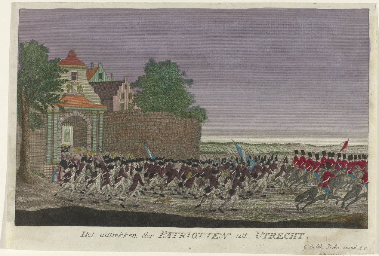Patrioter lämnar Utrecht, 1787 Patrioternas avgång från Utrecht (titel på objekt) av Anonymous
