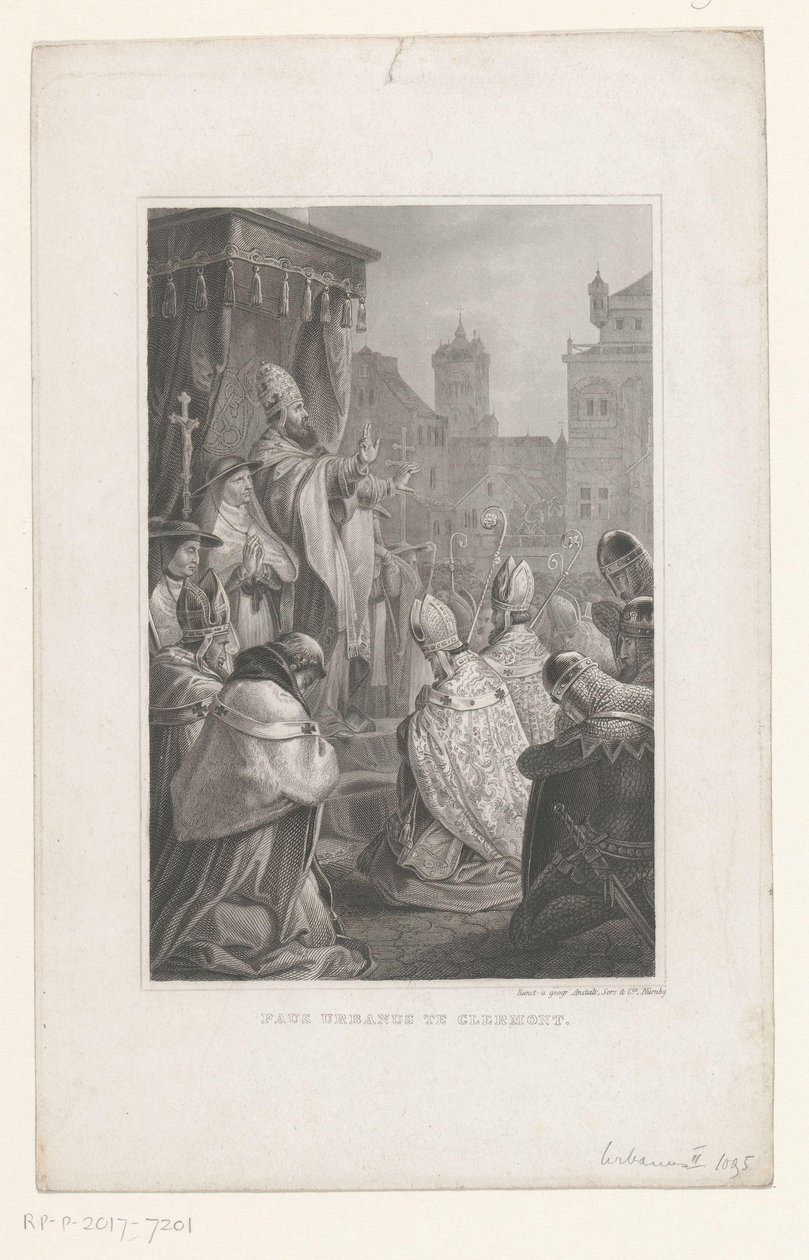 Paus Urbanus II i Clermont-Ferrand, 1095 Paus Urbanus te Clermont (titel på objekt) av Anonymous
