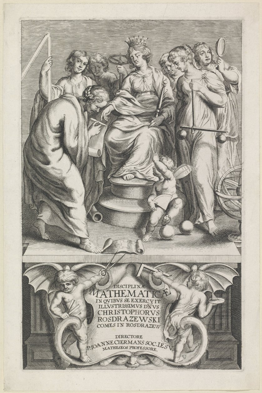 Personifiering van de Wiskunde Titelsida för: Christophorus Rosdrazewski, Mathematical Disciplines, [1640-1648] av Anonymous