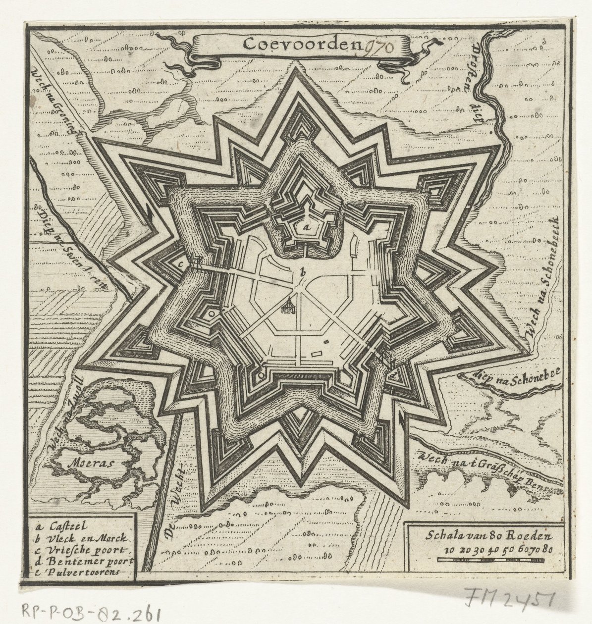 Karta över Coevorden, 1672 Coevoorden (titel på objekt) av Anonymous