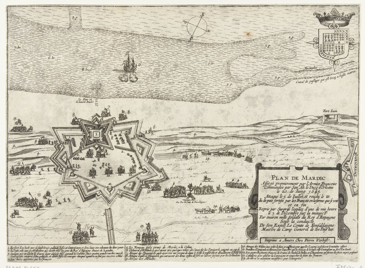 Karta över Fort Mardijk, 1645 Planera Mardic (titel på objekt) av Anonymous