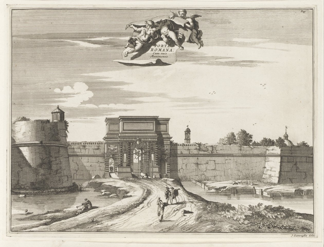Porta Romana i Milano Porta Romana cum suis Muninentis (titel på objekt) Magesyn der Italiaense-byggnader (serietitel) av Anonymous