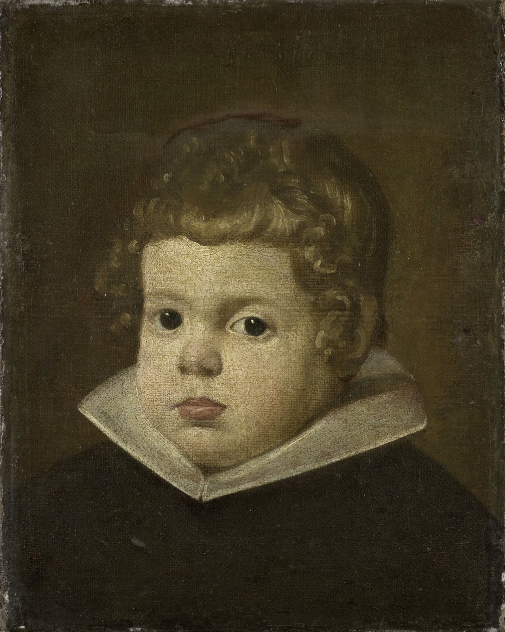 Porträtt av en pojke omkring tre år gammal, möjligen prins Balthasar Carlos, son till den spanske kungen Filip IV av Anonymous