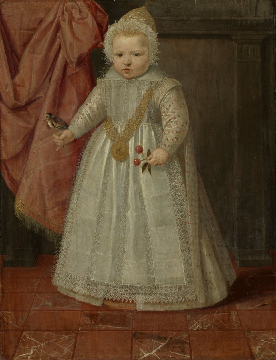 Porträtt av en liten pojke, möjligen Louis av Nassau Porträtt av en pojke, möjligen Ludvig av Nassau, senare Lord of Beverweerd, De Leck, Odijk och Lekkerkerk, oäkta son till Maurice, Prince of Orange, och Margaretha van Mechelen av Anonymous