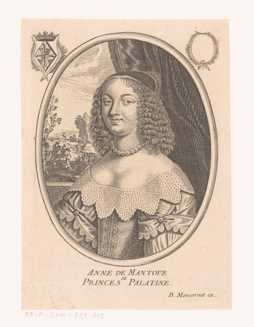 Porträtt av Anne Gonzaga Anne de Mantove, prinsessan Palatine (titel på objektet) av Anonymous