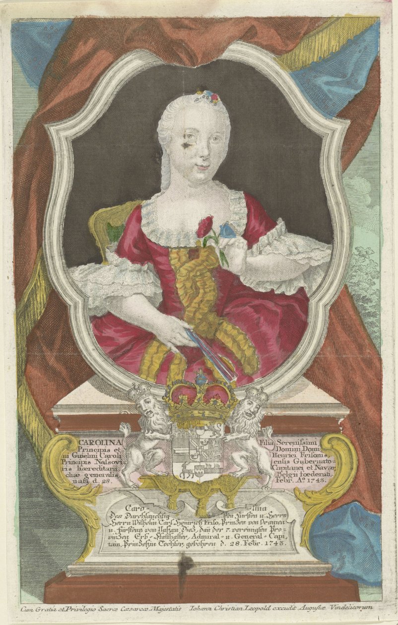 Porträtt av Carolina, prinsessan av Orange-Nassau av Anonymous