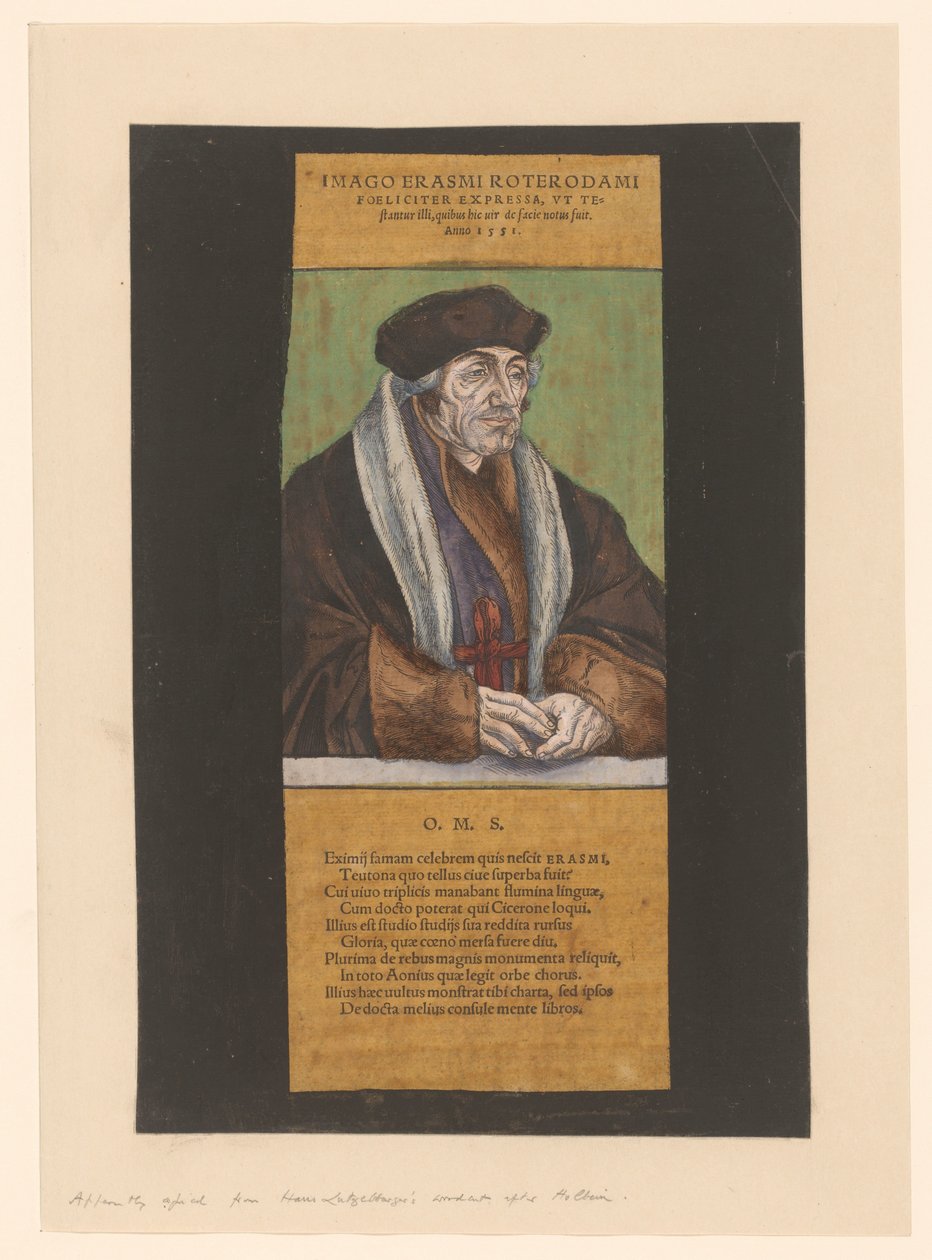 Porträtt av Desiderius Erasmus Bild på Erasmus av Rotterdam (titel på objekt) av Anonymous
