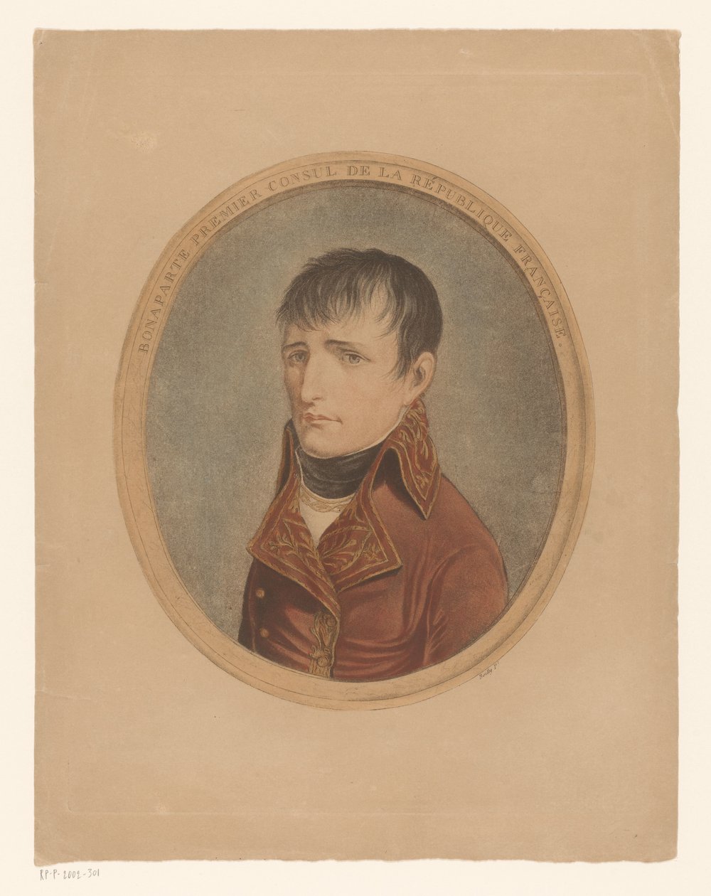 Porträtt av Napoleon I Bonaparte, keizer av Fransen Bonaparte förste konsul i Frankrike (titel på objekt) av Anonymous