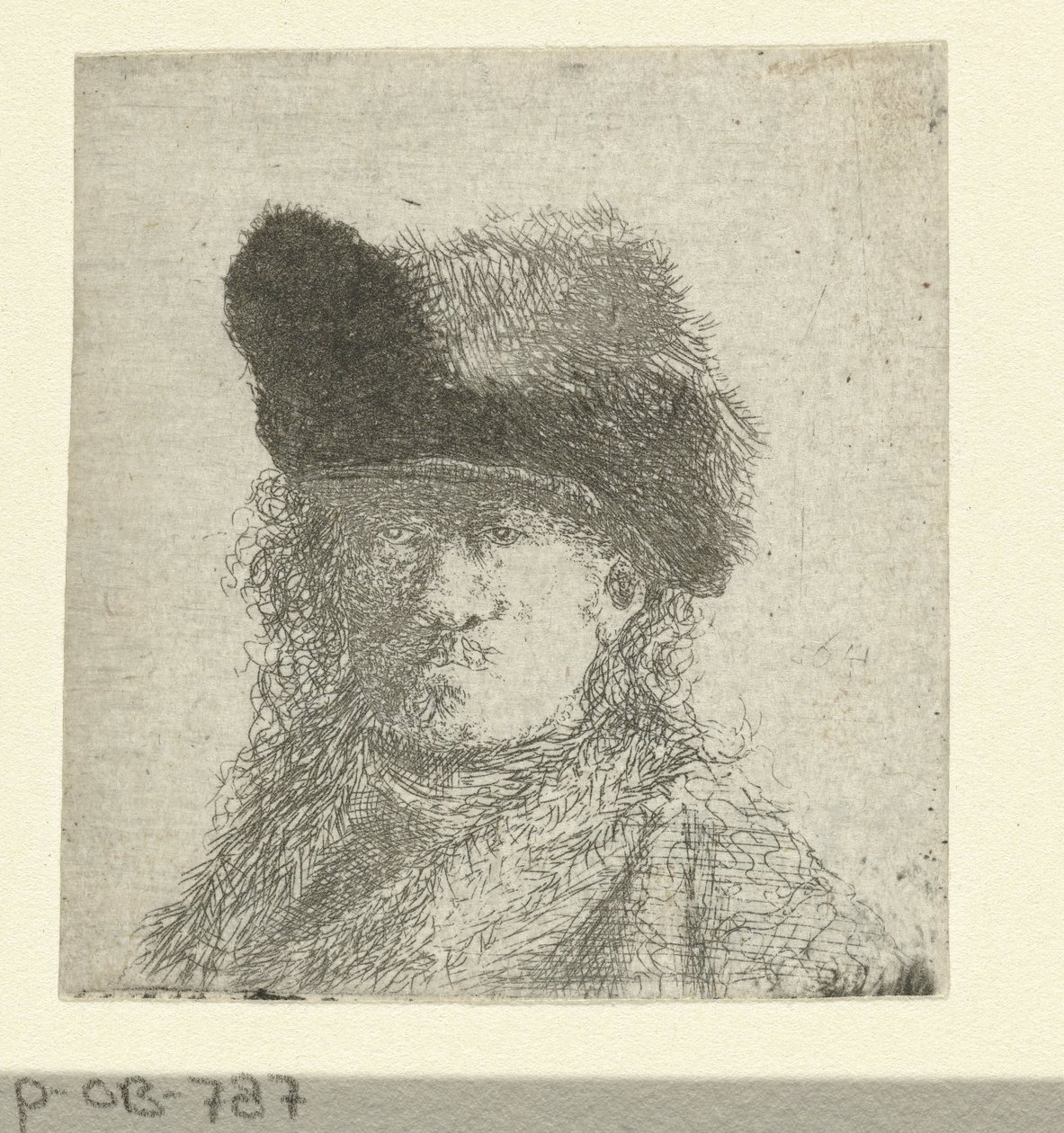 Porträtt av Rembrandt med pälsmössa av Anonymous