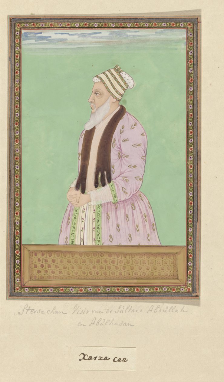 Porträtt av Sharza Khan, som tjänstgjorde som vesir under Sultan Abdullahs tid och även är vesir under Abul Hasans tid av Anonymous