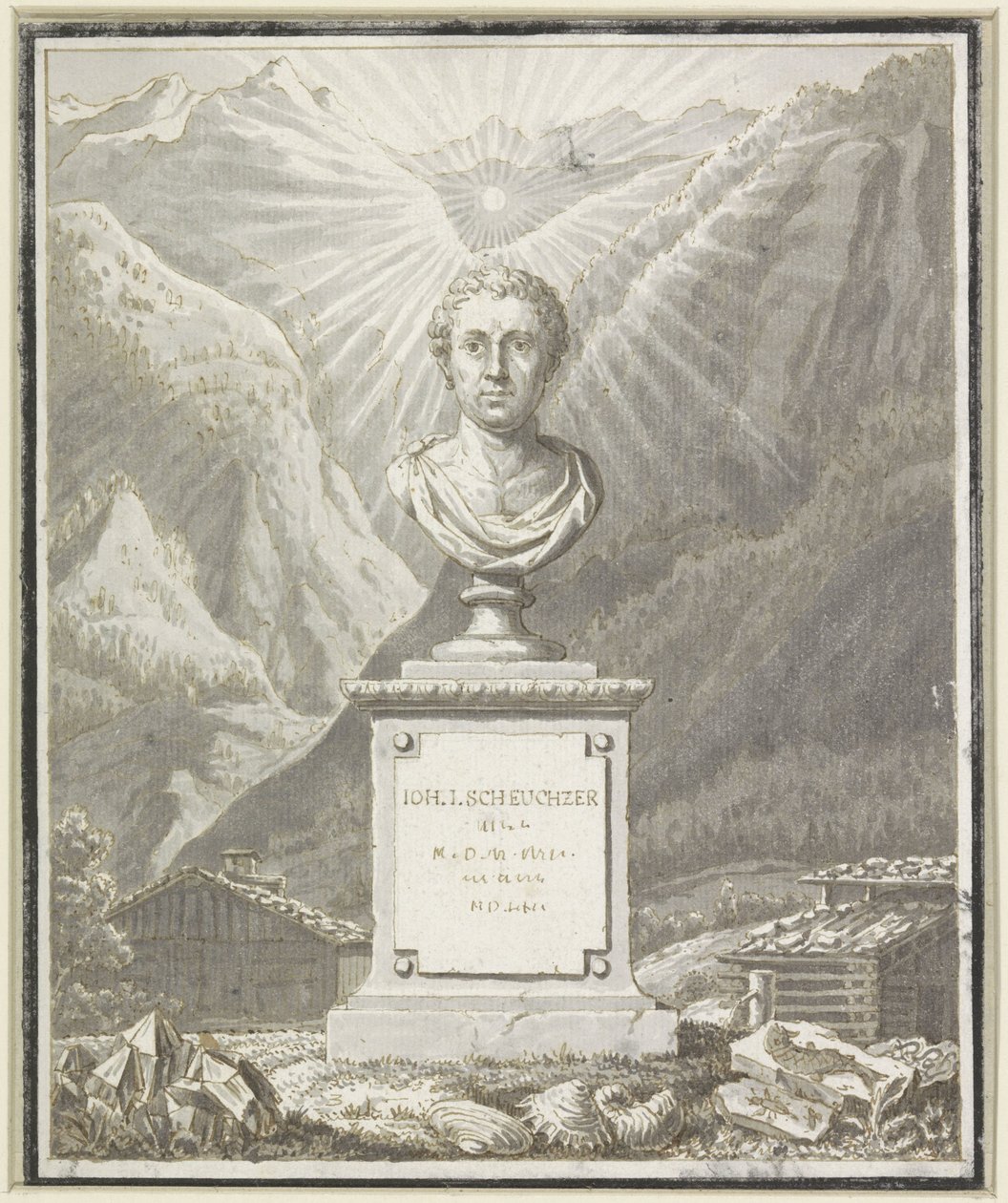 Porträttbyst av Johann Jakob Scheuchzer av Anonymous