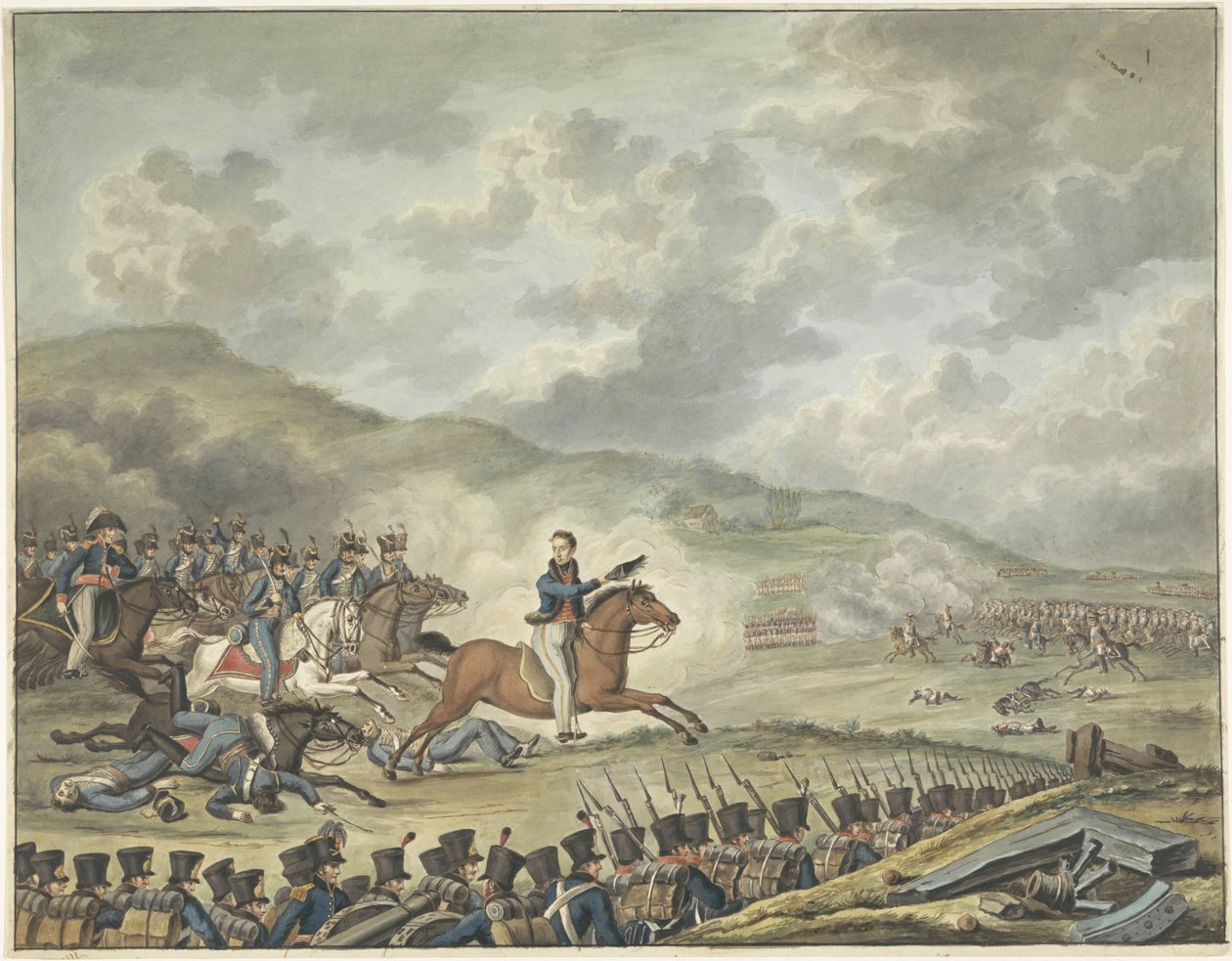 Prins av Orange ledde de holländska trupperna vid Quatre-Bras, 1815 av Anonymous