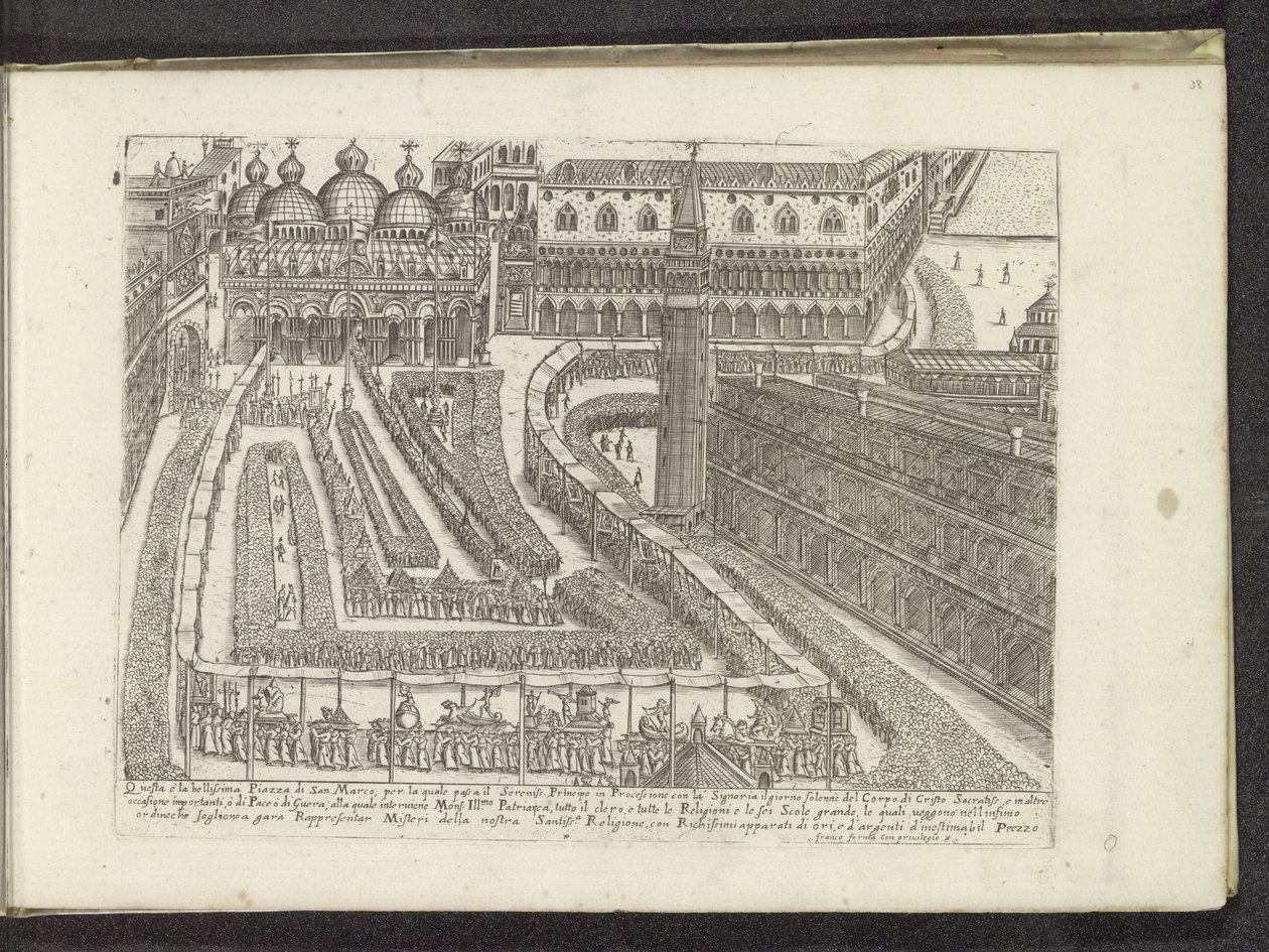 Processie över San Marcoplein te Venetië Scènes uit het Venetiaanse leven (serietitel) Habiti d