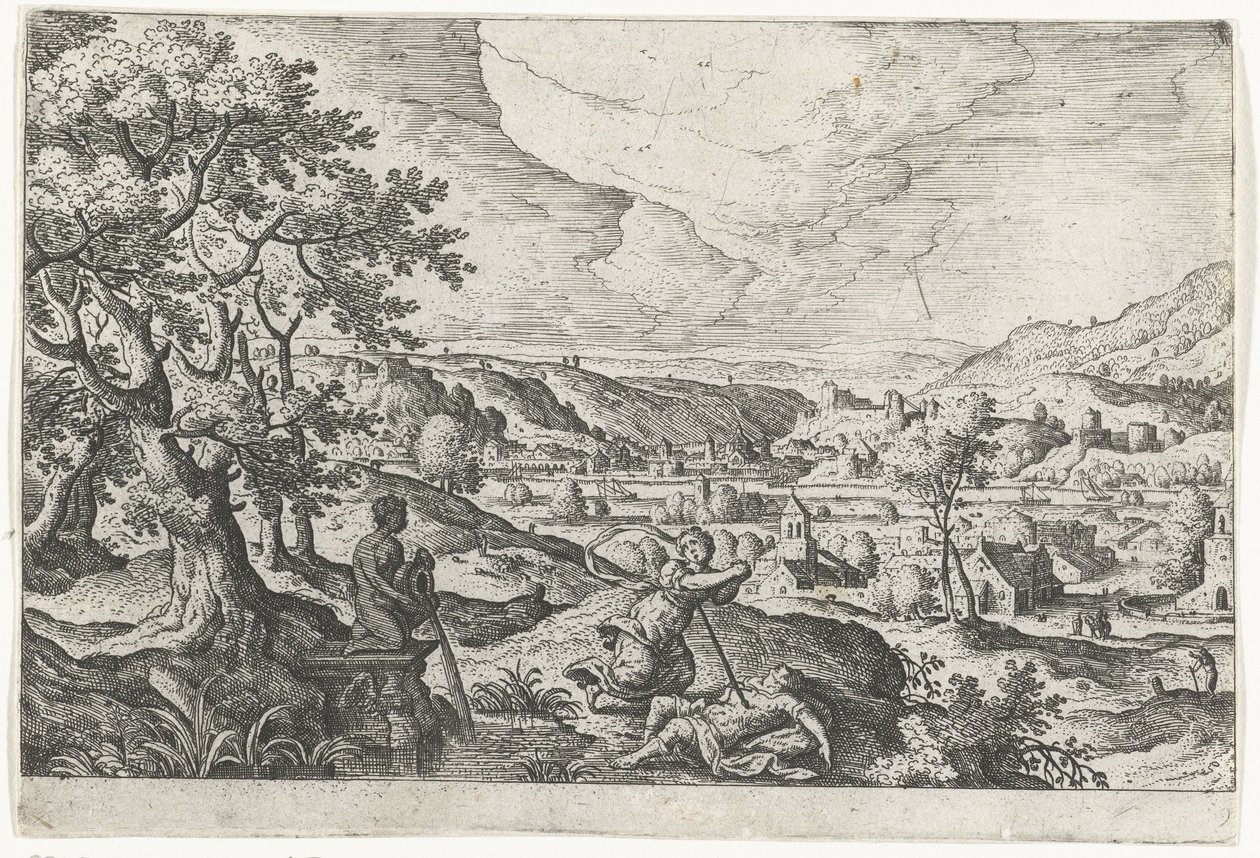 Pyramus och Thisbea Landskap med mytologiska och bibliska scener (serietitel) av Anonymous