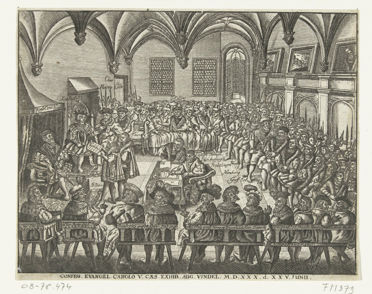 Diet av Augsburg, 1530 Bekännelse. Evangelium. Carolo V. Caes. Utställning. aug. Findel. M.D.XXX. d. XXV. Junii (titel på objekt) av Anonymous