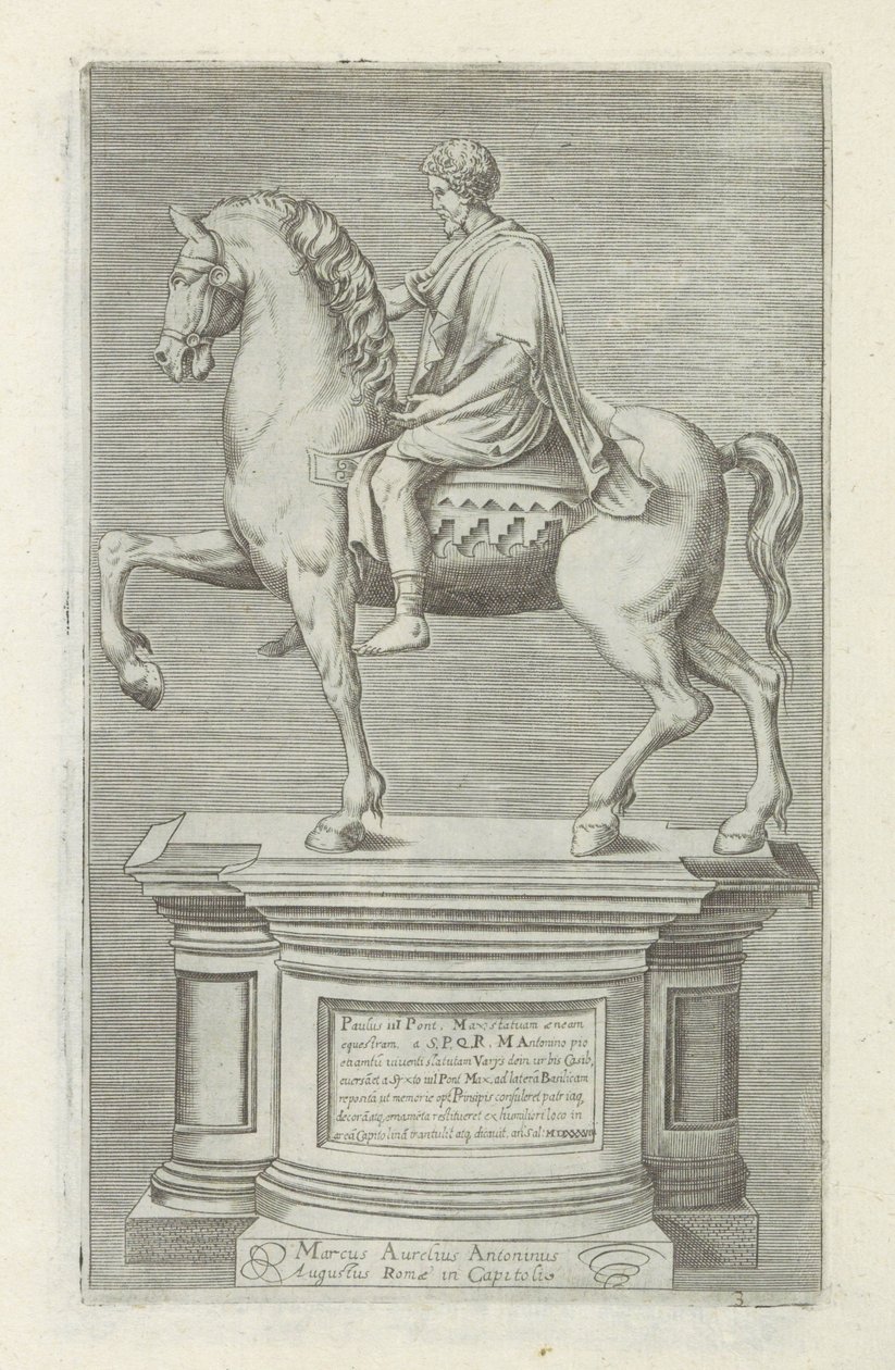 Ruiterstandbild av Marcus Aurelius Antika skulpturer i Rom (serietitel) Ikoner av de antika statyerna av staden Rom som ses på offentliga platser (serietitel) av Anonymous