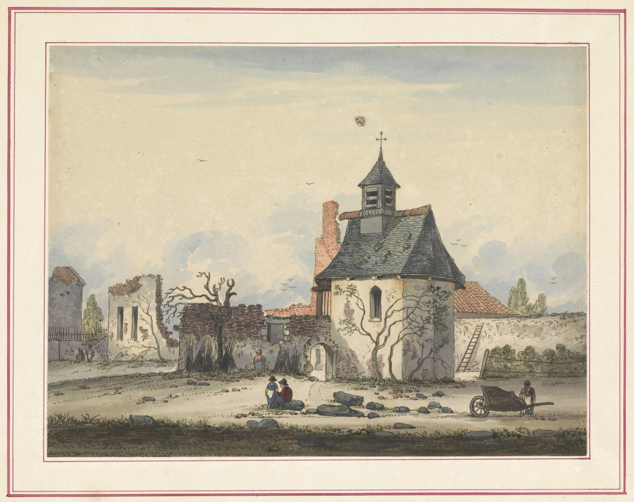 Hougoumont ruiner Sju plattor av Waterloo och dess omgivningar (serietitel) av Anonymous